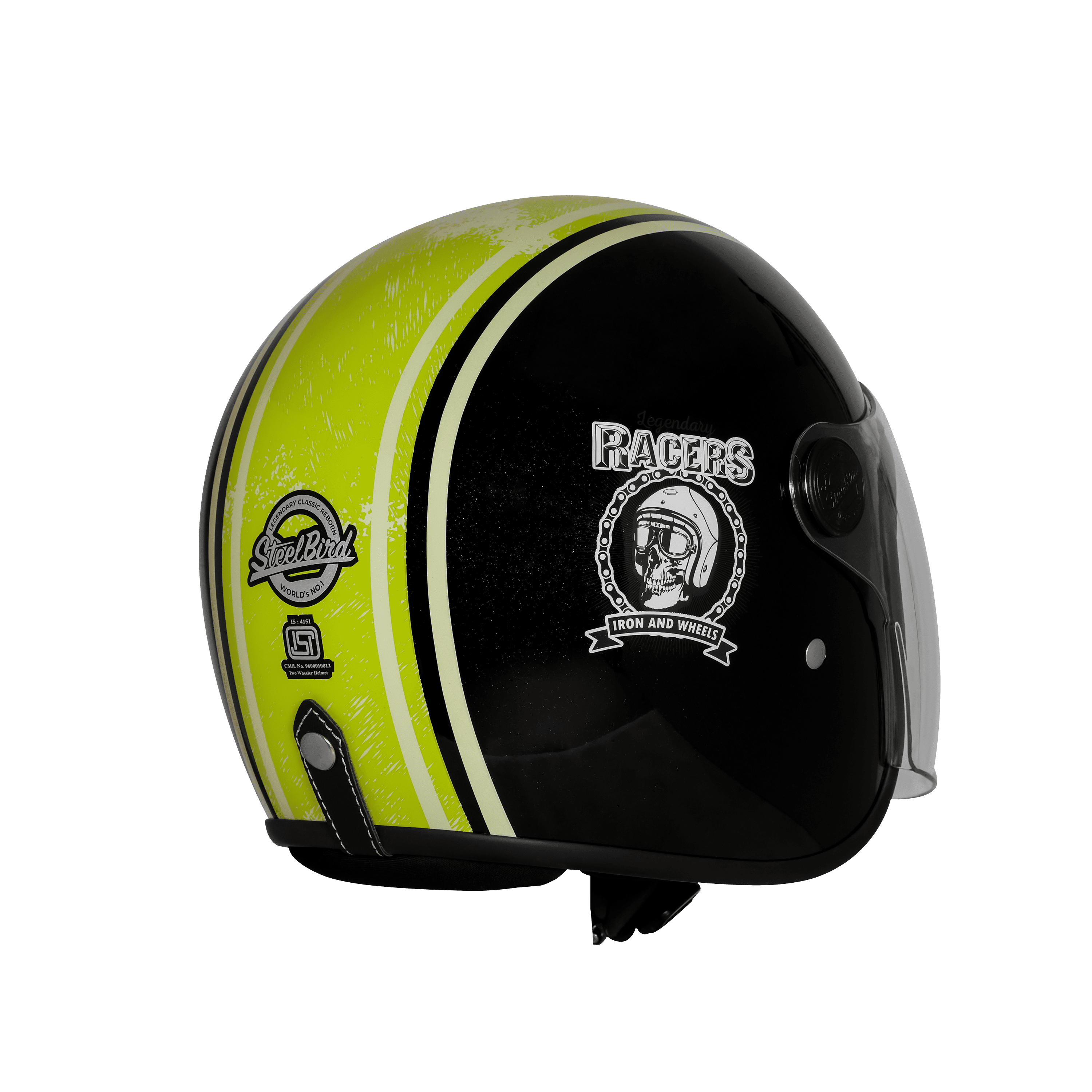 SBH-56 VINTAGE RACERS MAT BLACK WITH LIGHT GREEN